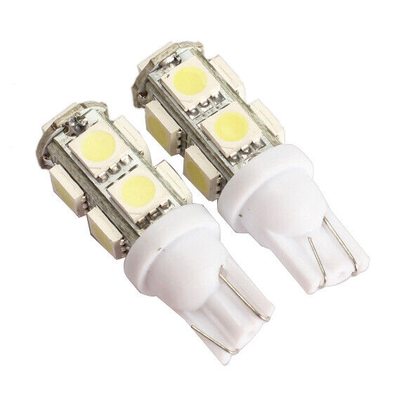 2PCS 194 168 W5W T10 9SMD-5050 LED White Light Car Tail Lamp Bulb Bright Newly