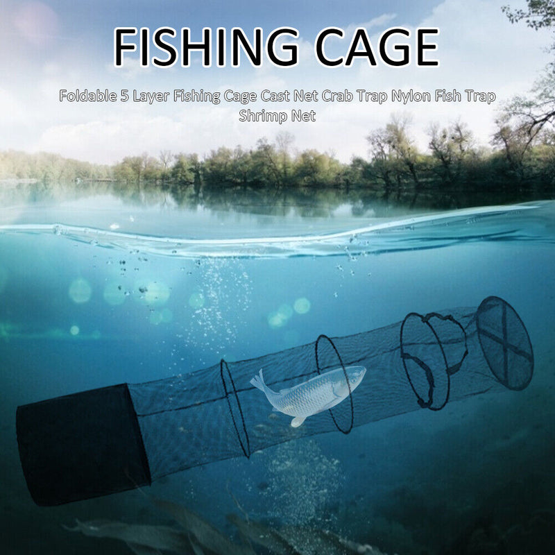 Foldable Fishing Cast Net Crab Trap Cages 5 Layer Trap Shrimp Net Fishing Tackle