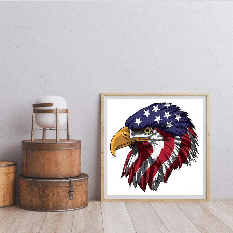 Hand Painted on Canvas DIY Flag Eagle Oil Paint By Numbers Drawing Kit Ornaments