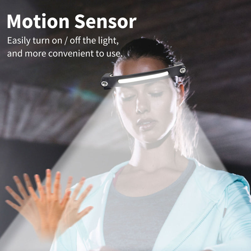 COB Headlights Adjustable Headband & Remote Lighting Rechargeable USB Lights