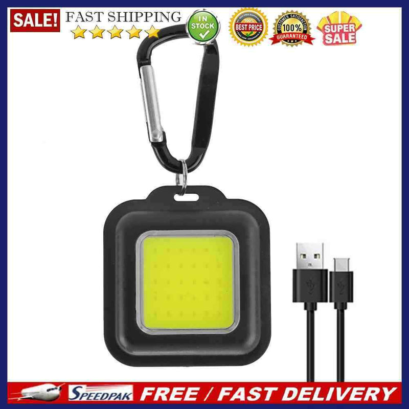 Mini Keychain Light 500LM COB LED Flashlight USB Outdoor Camping Fishing La
