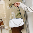 Retro Animal Chain Underarm Bags Purse Women Plush Top-handle Clutch (6)