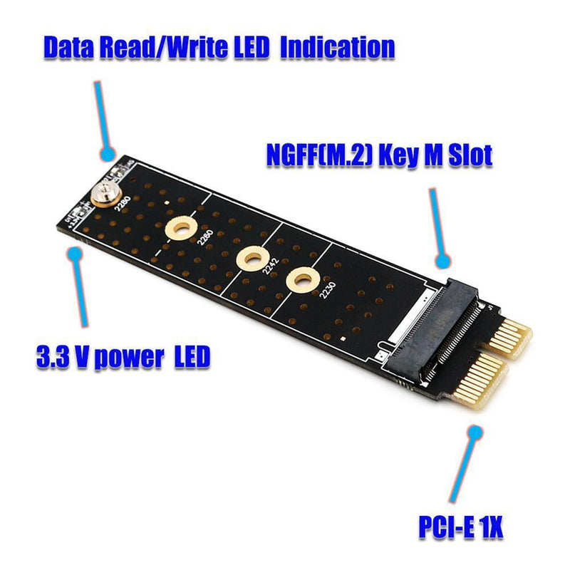 NGFF M.2 NVME SSD to PCI- E 1X Adapter M-Key Full Speed Expansion Card