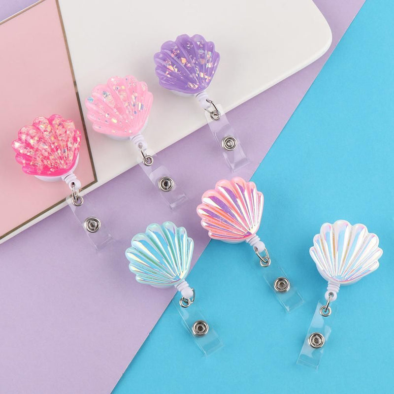 Exhibition Chest Cards Key Ring Lanyards Retractable Shell Shape Badge Holder