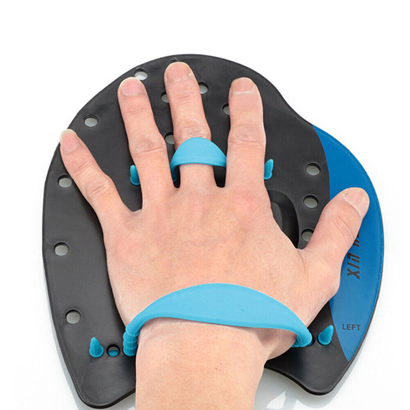 Swimming Paddles Fins Flippers Swim Water Sport Hand Webbed Gloves (Blue L)