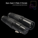 8pcs XLR Adapter 3Pin Male Plug and Female Jack Microphone Audio Cable Conn