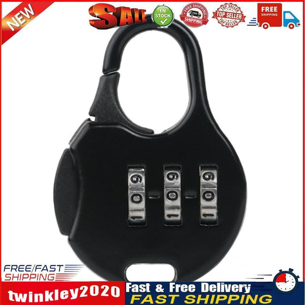 3 Digit Code Combination Password Lock Schoolbag Anti-theft Lock (Black) Newly