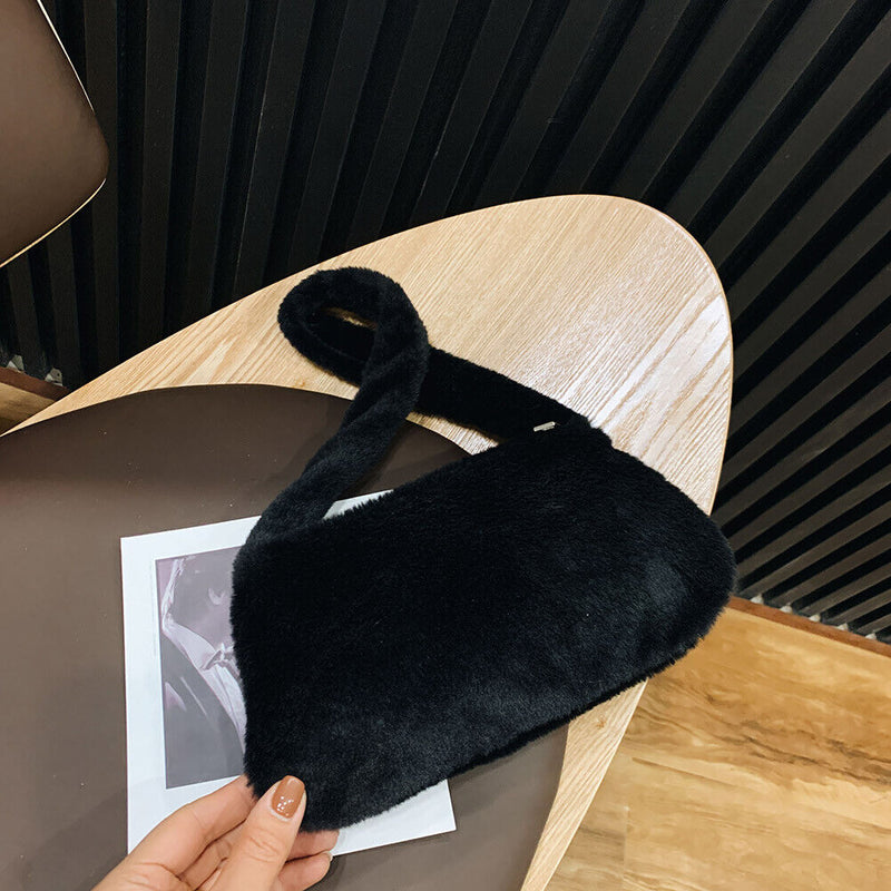 Animal Pattern Underarm Bag Women Mini Plush Shoulder Handbags Purse (2)