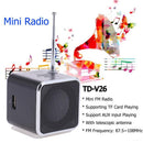 TD-V26 Mini 1.0 inch Radio FM Digital Portable Speakers w/FM Radio Receiver Supp
