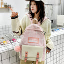 Women Fashion Plaid Printing 4pcs Pen Bag Cosmetics Pouch Shoulder Bag Knapsacks