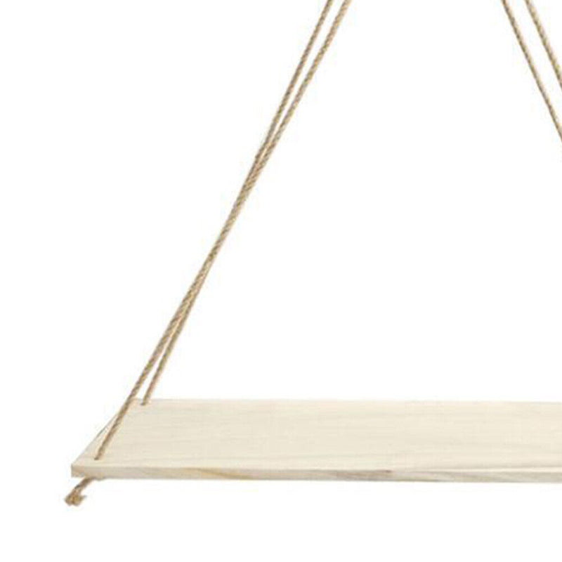 Wooden Swing Hanging Rope Ornament Rack Wall Mounted Shelves Plant Pot Holder