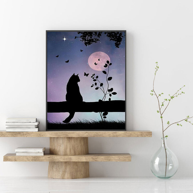 Diamond Painting 5D Moon Cat DIY Full Round Drill Mosaic Decoration Handwork Kit