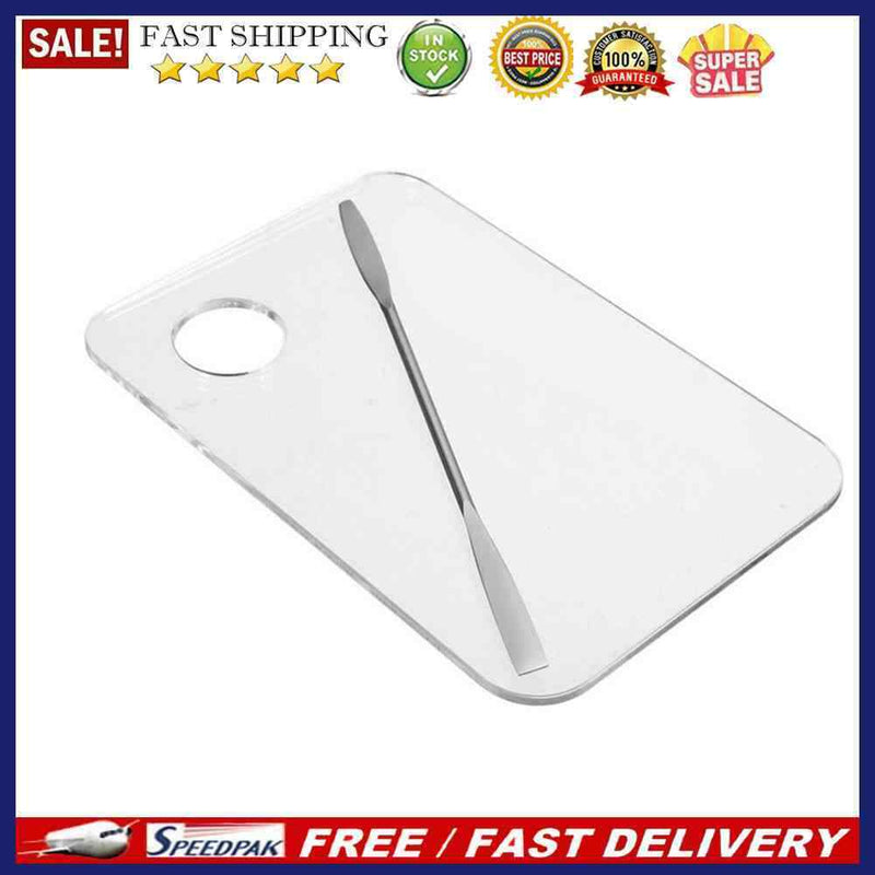 Acrylic Clear Makeup Palette Polish Gel Oil Painting Board w/Spatula (02)