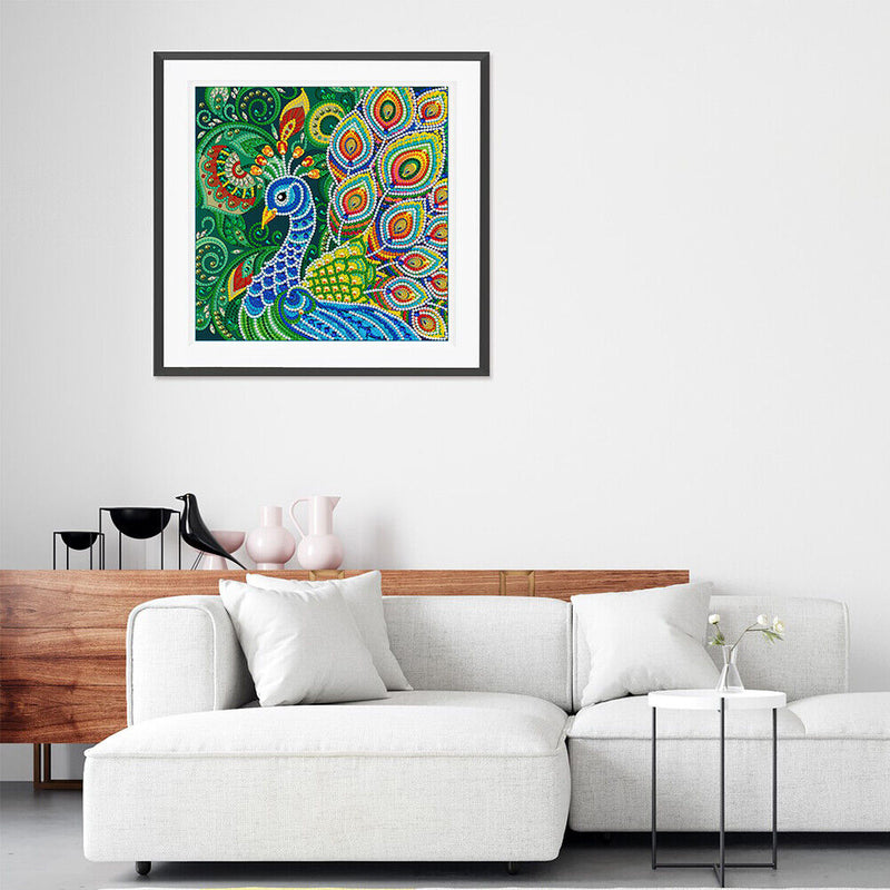 5D Special Shaped DIY Luminous Mosaic Kit Peafowl Rhinestone Diamond Painting