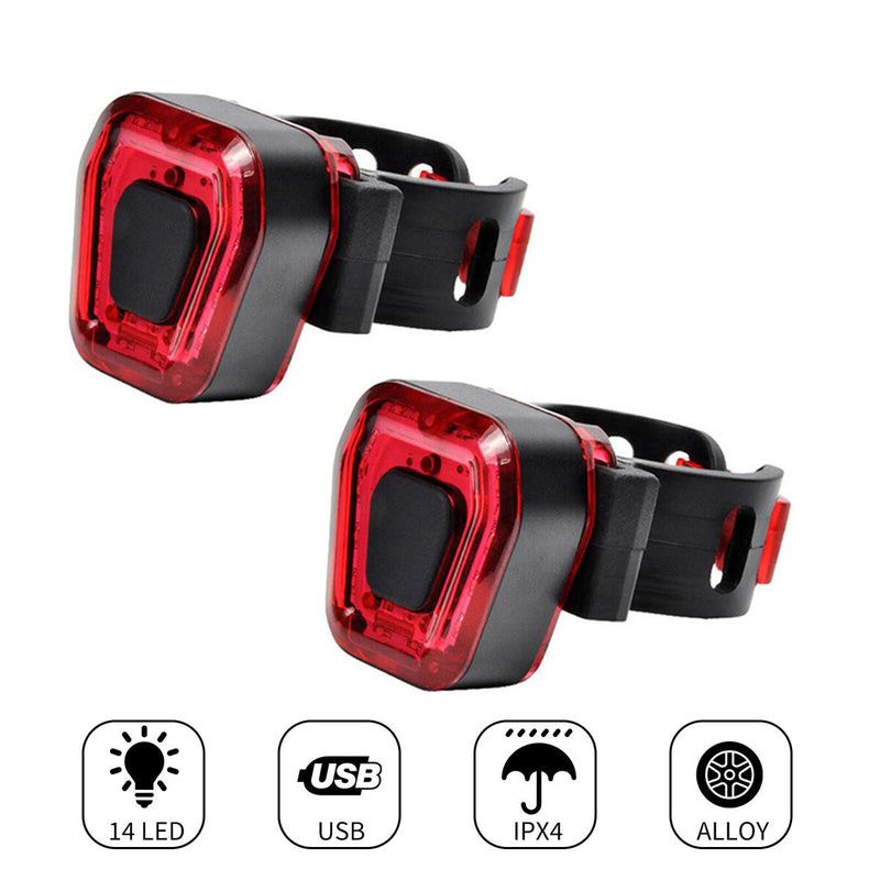 5 Flashing Modes Aluminum Alloy Tail Light Rechargeable USB Bicycle Back Lamp