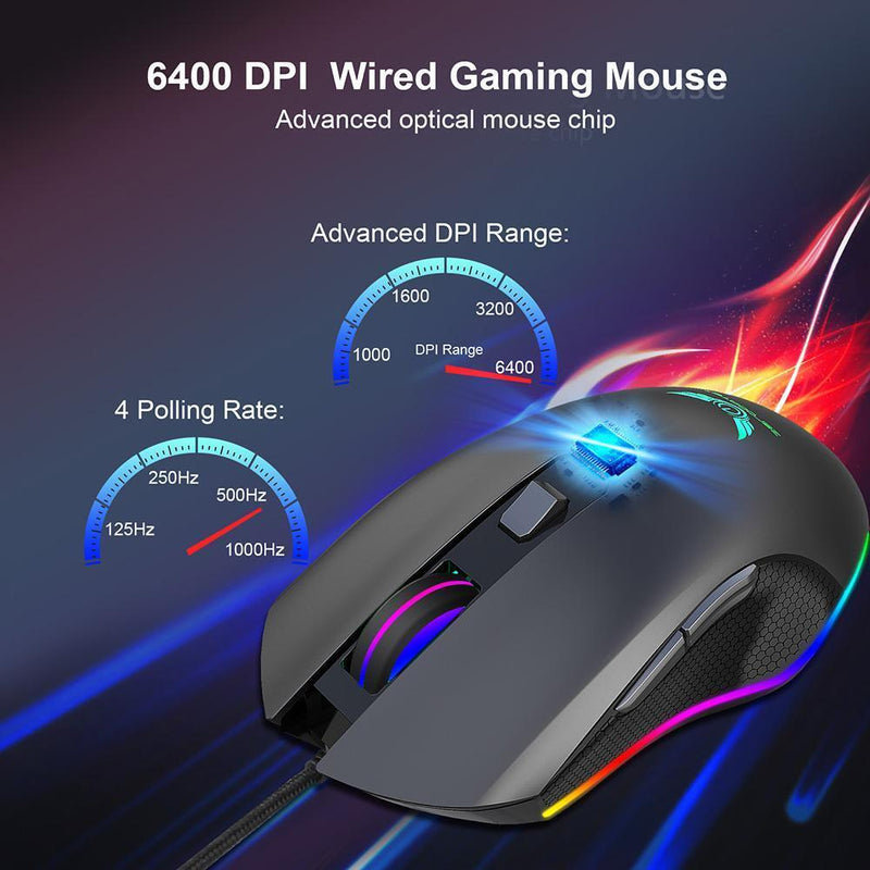 ZERODATE G21 Wired 6 Buttons 6400DPI RGB Backlight Optical Gaming USB Mouse