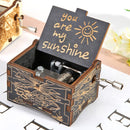 Carved Wooden Musical Box Hand Cranked Manual Kid Child Birthday Gift Home Decor
