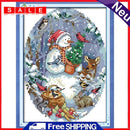 14CT Partial Cross Stitch Snowman Counted DIY Kits Handmade Cotton Embroidery
