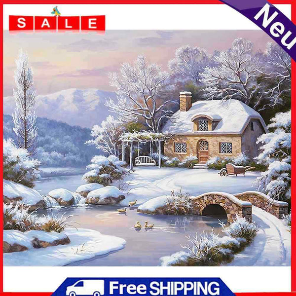 Oil Painting By Numbers Acrylic Handmade Art Snow Scene Digital Picture Decor