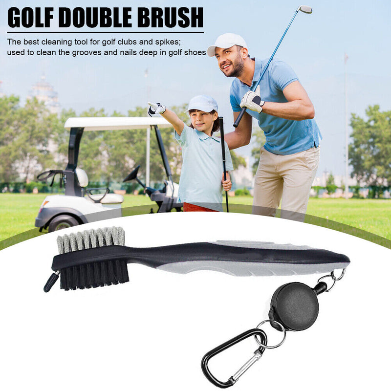 Retractable Golf Club Brush Groove Cleaner with Carabiner for Golf Irons Wo