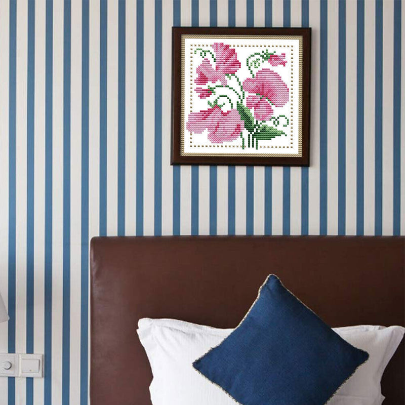 Partial Cross Stitch 14CT Cotton Thread DIY Counted Embroidery Kits Flower Gift