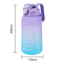 2L Water Bottle Straw Cup Time Marker Sports Drinking Fitness Jugs (Purple)