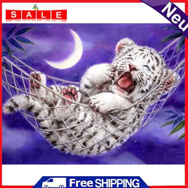 5D Full Round Drill Wall Poster DIY Little Tiger Rhinestone Diamond Painting Kit