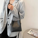 Fashion Mini PU Leather Handbag Tote Pure Color Shoulder Crossbody Bucket Bag