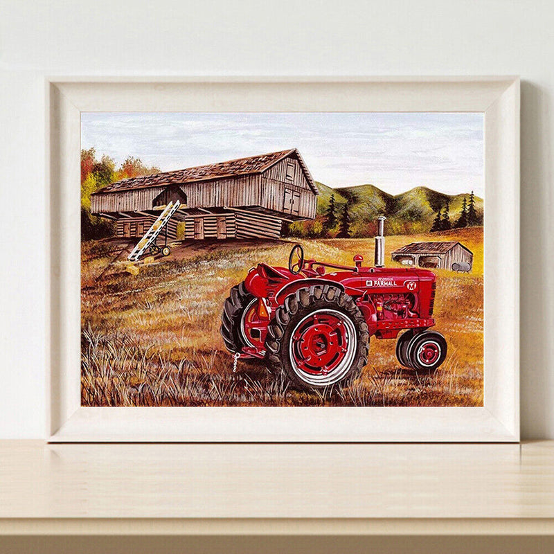 Frameless Oil Paint By Numbers Farm Car DIY Canvas Picture Craft for Home