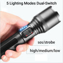 Super Bright Zoom Flashlight Powerful Flashlight Dual Switch Torch Camping Lamp
