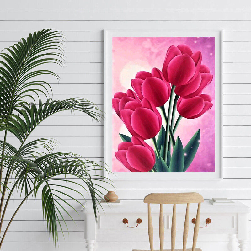 Rhinestone Cross Stitch Flowers Round Diamond Painting Mosaic Kit for DIY Gift