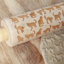 Cute Animal Wood Embossing Rolling Pin for DIY Baking Cookies Cake (Cat)
