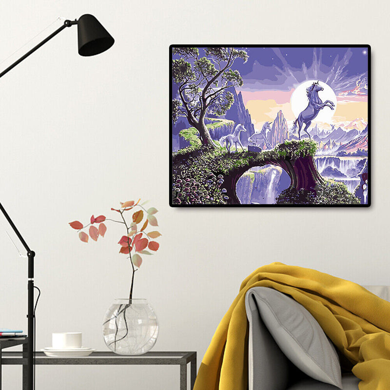 DIY Painting By Numbers Kits Hand Painted Cliff Horse Canvas Wall Arts Crafts