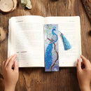 Leather Diamond Painting Special Shaped Tassel Blue Peafowl DIY Bookmark Craft