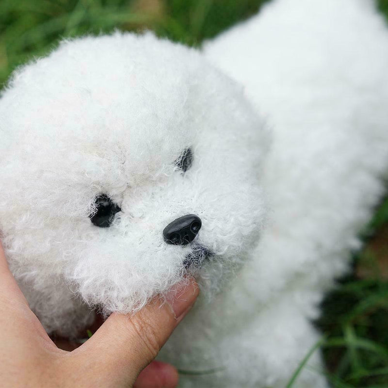 Realistic White Teddy Dog Simulation Dog Puppy Lifelike Handmade Stuffed H9V0