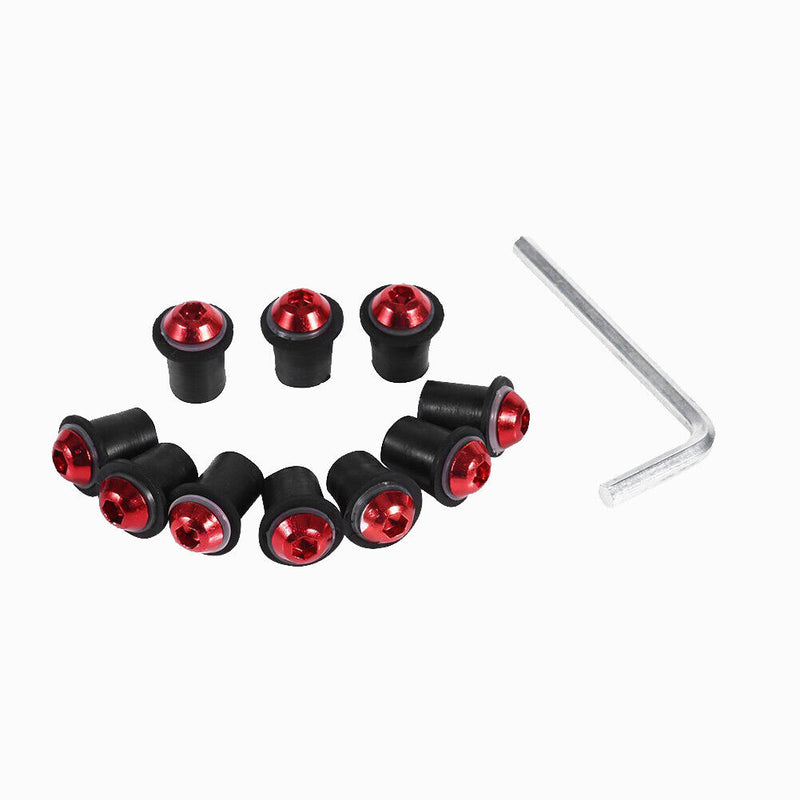 10pcs 5mm/0.20in Motorcycle Windscreen Windshield Bolt Screw Kit (Red)