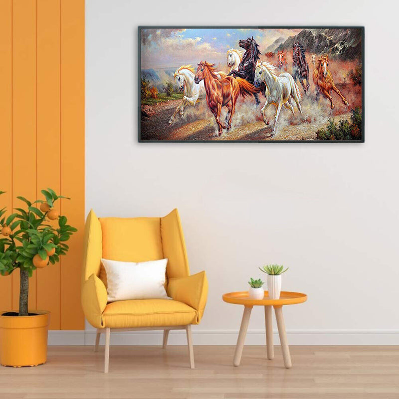 Frameless Oil Paint By Numbers DIY Horse Picture Craft Kits for Living Room