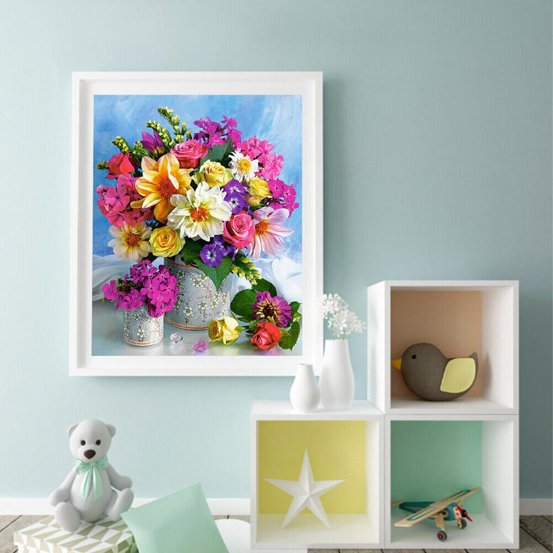 5D DIY Diamond Painting Kits Table Flowers Full Round Drill Wall Decor Art Cr