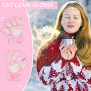 Cat Paw Gloves - Warm Furry Cat Gloves Cat Mittens Half Finger Bear Paw Glo