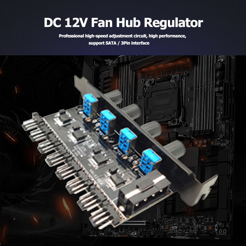 8 Channels 4 Knobs CPU Cooler PC Case Cooling Fan Speed Controller PCI Bracket