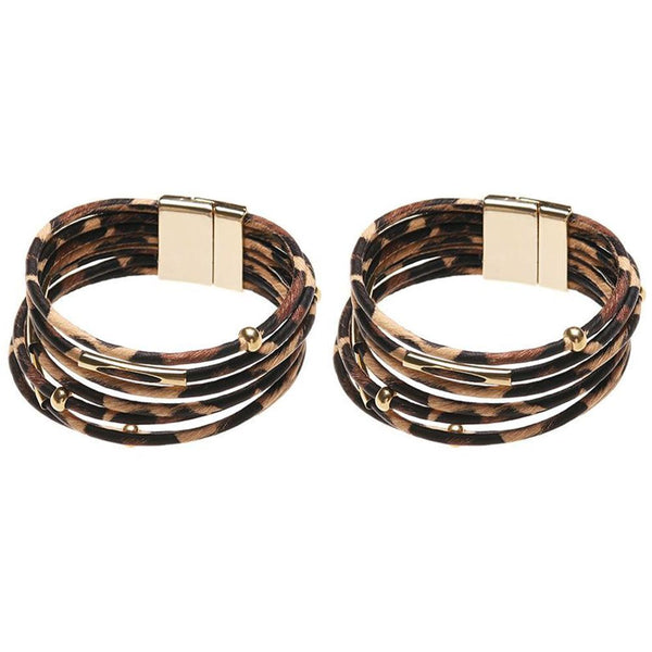Wristband Magnetic Clasp Bracelet Bracelets & Bangles Leopard Leather Bangle