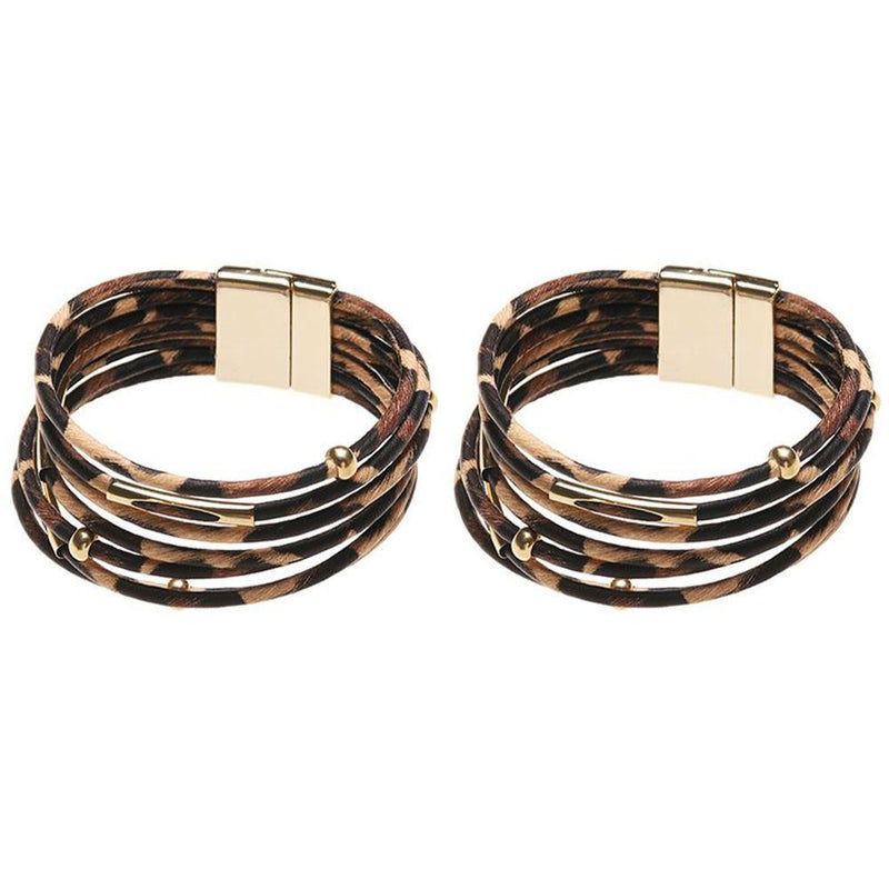 Wristband Magnetic Clasp Bracelet Bracelets & Bangles Leopard Leather Bangle