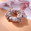 Hair Scrunchies Plaid Women Elastic Ponytail Holder Hair Ties Rope (Khaki) Newly