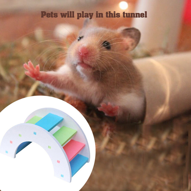 Wooden Hamster Small Animal Climbing Exercise Toys (Rainbow Bridge White) Newly