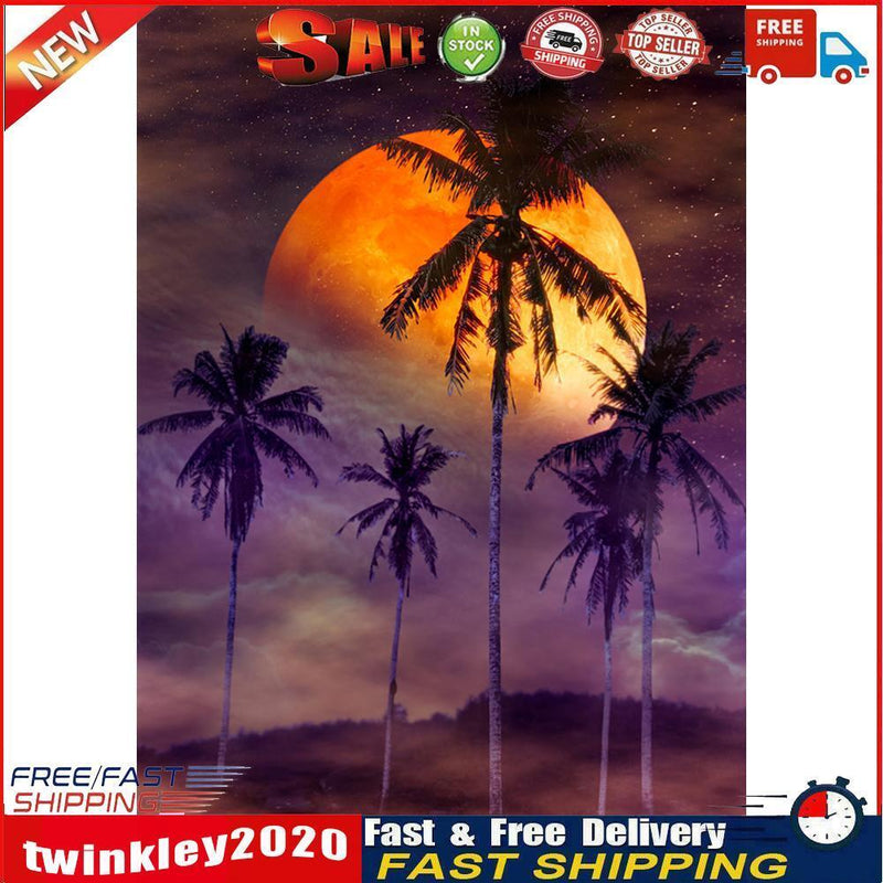 Mosaic 5D Diamond Full Painting DIY Drill Moonlight Sand Beach Round Kit Newly