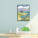 DIY Cotton Thread Highland Cottage Partial Cross Stitch Stamped Embroidery Craft