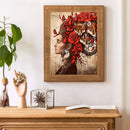 Fox Girl Oil Paint By Numbers Kits DIY Handpainted on Canvas Wall Pictures