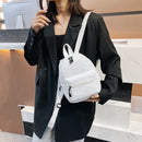 Women Solid Color Backpack Preppy Style School Nylon Mini Rucksack (White)