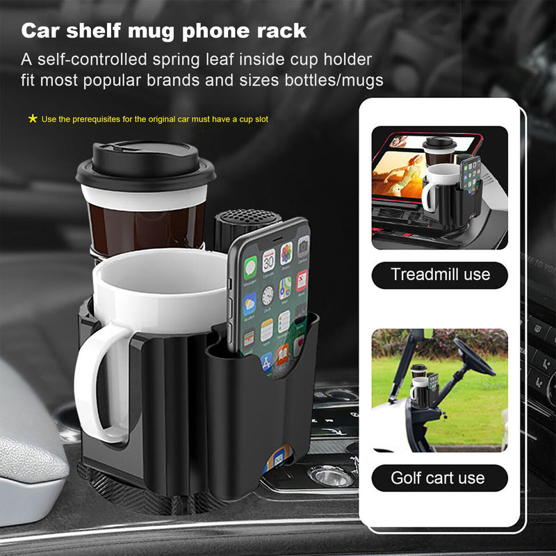Multifunctional Car Cup Holder - Cups & Phone Storage Stand Adjustable Base