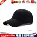 2pcs Baseball Cap Pure Color Unisex Outdoor Adjustable Snapback Hat (Black)